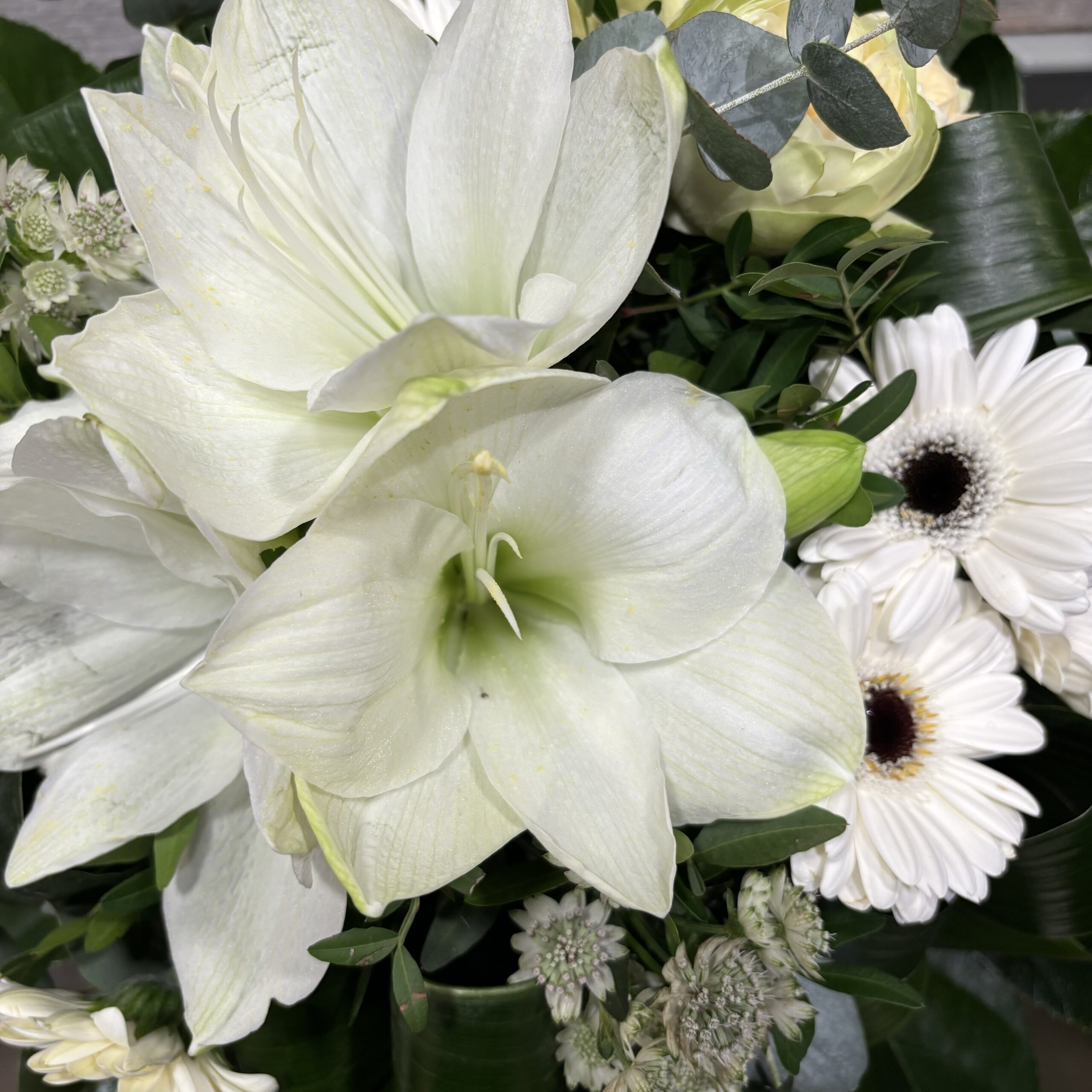 Bouquet de fleurs fête des mamies blanc, Fleuriste Lorient